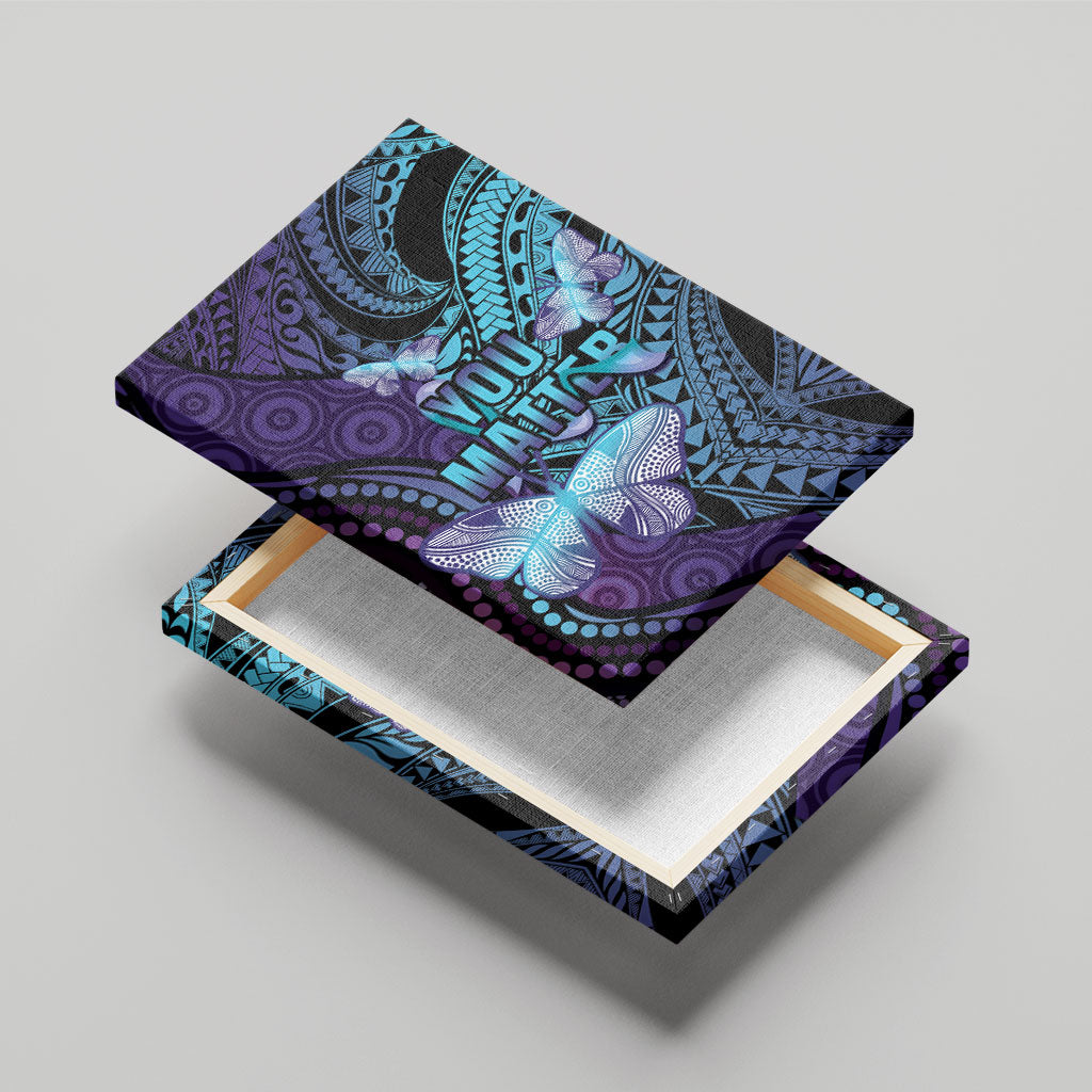 You Matter Suicide Prevention Canvas Wall Art Butterfly Aboriginal Mix Polynesian Pattern