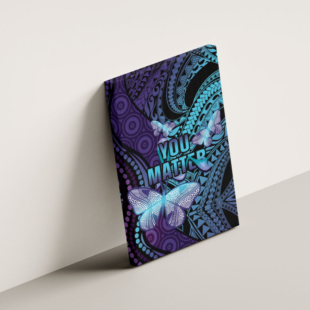 You Matter Suicide Prevention Canvas Wall Art Butterfly Aboriginal Mix Polynesian Pattern