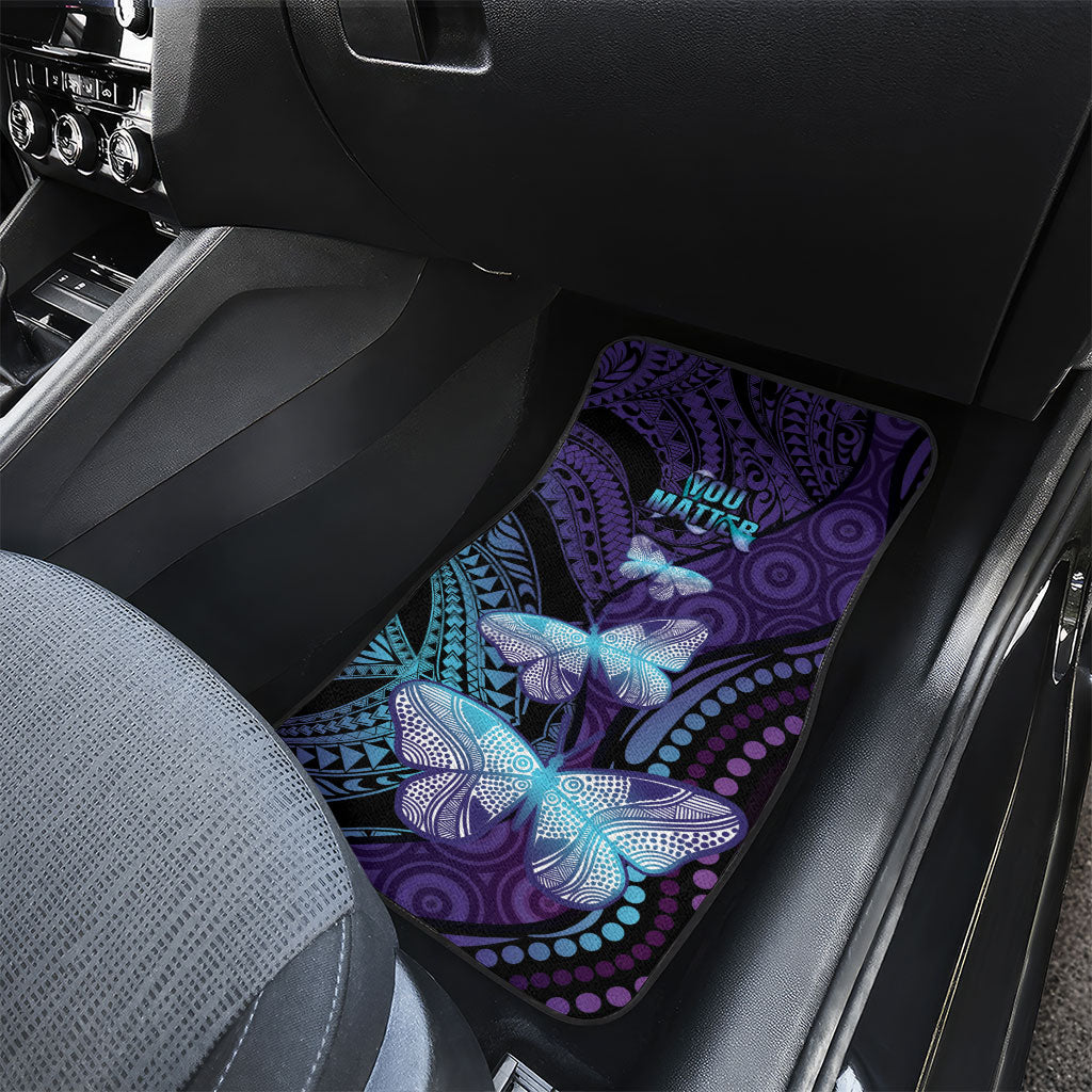 You Matter Suicide Prevention Car Mats Butterfly Aboriginal Mix Polynesian Pattern