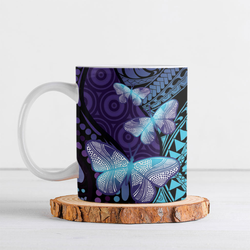 You Matter Suicide Prevention Ceramic Mug Butterfly Aboriginal Mix Polynesian Pattern