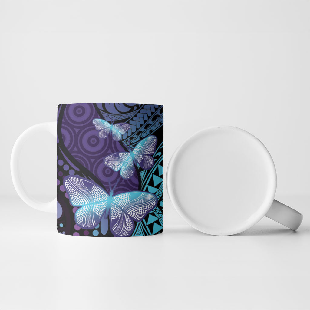 You Matter Suicide Prevention Ceramic Mug Butterfly Aboriginal Mix Polynesian Pattern