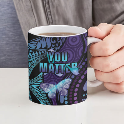 You Matter Suicide Prevention Ceramic Mug Butterfly Aboriginal Mix Polynesian Pattern
