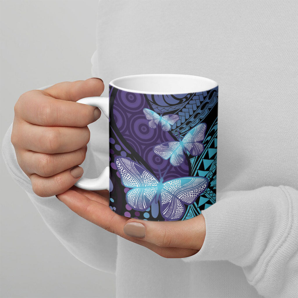 You Matter Suicide Prevention Ceramic Mug Butterfly Aboriginal Mix Polynesian Pattern