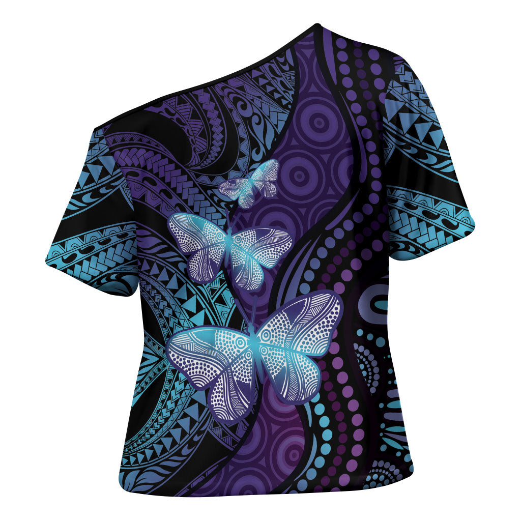 You Matter Suicide Prevention Cross Shoulder Shirt Butterfly Aboriginal Mix Polynesian Pattern