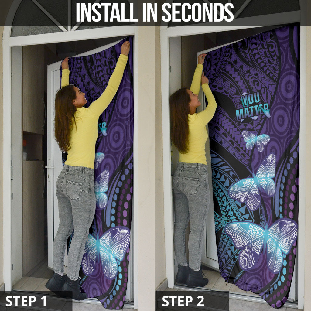 You Matter Suicide Prevention Door Cover Butterfly Aboriginal Mix Polynesian Pattern