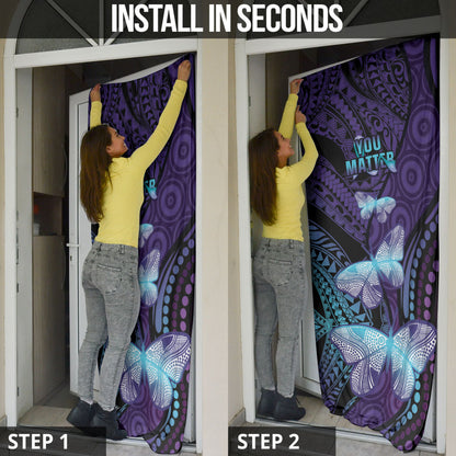 You Matter Suicide Prevention Door Cover Butterfly Aboriginal Mix Polynesian Pattern