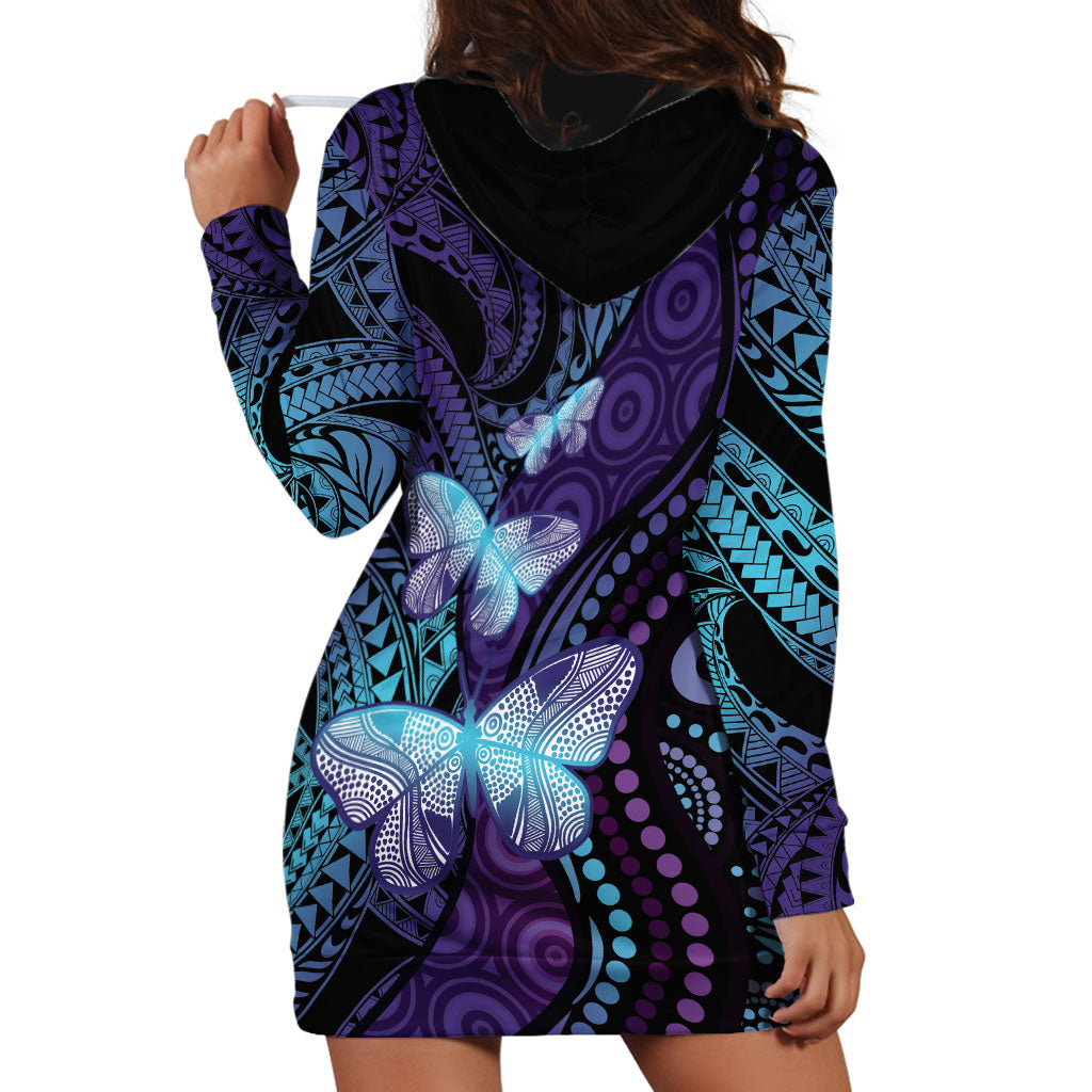 You Matter Suicide Prevention Hoodie Dress Butterfly Aboriginal Mix Polynesian Pattern