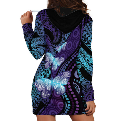 You Matter Suicide Prevention Hoodie Dress Butterfly Aboriginal Mix Polynesian Pattern