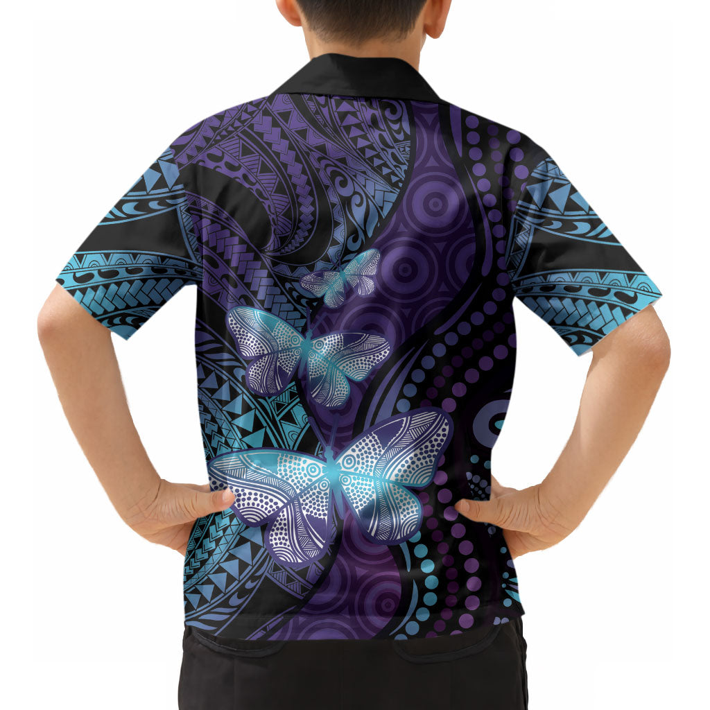 You Matter Suicide Prevention Kid Hawaiian Shirt Butterfly Aboriginal Mix Polynesian Pattern