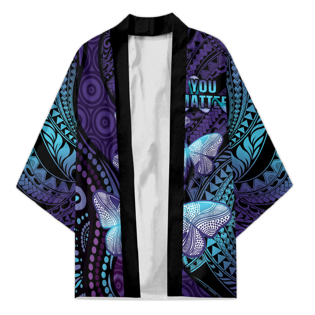 You Matter Suicide Prevention Kimono Butterfly Aboriginal Mix Polynesian Pattern