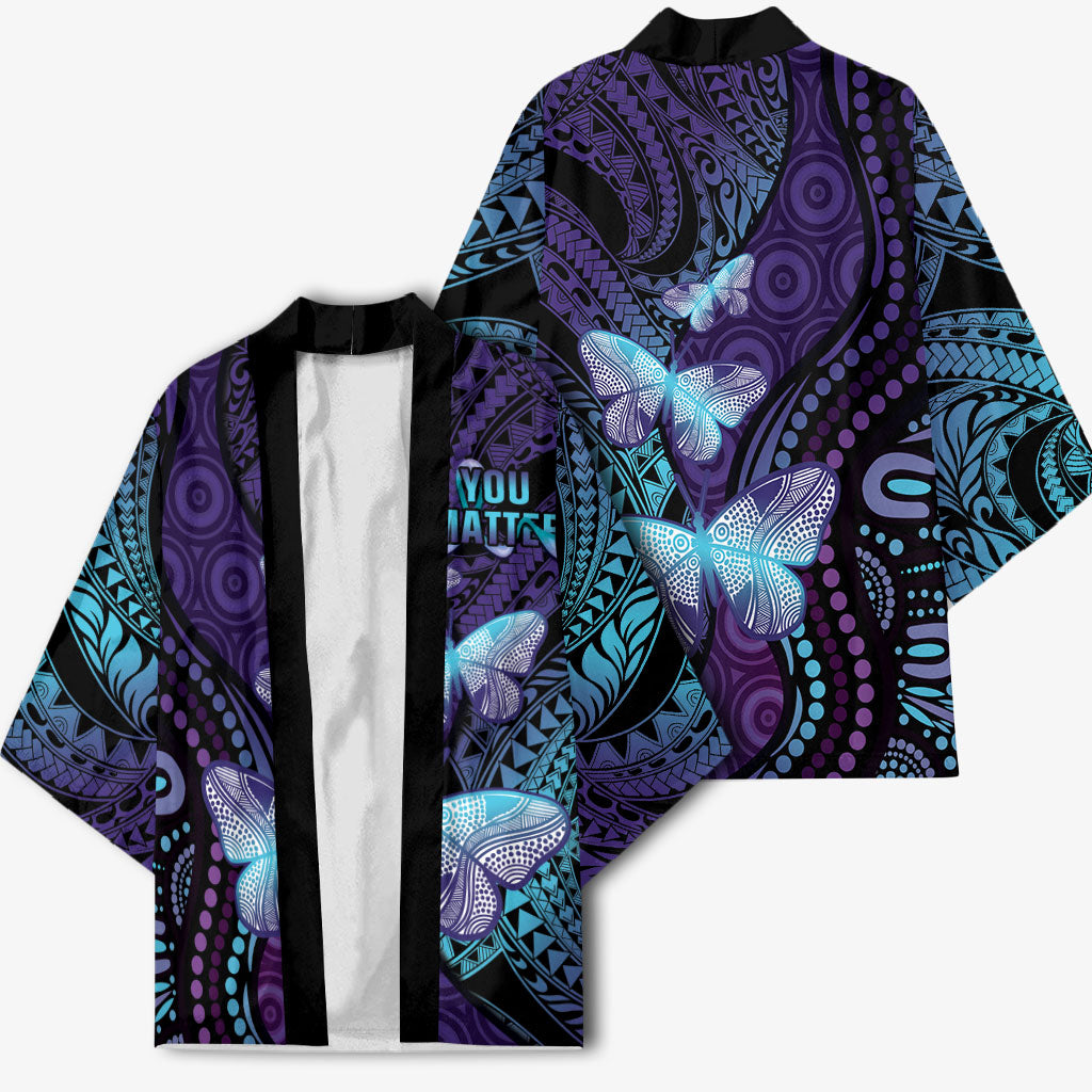 You Matter Suicide Prevention Kimono Butterfly Aboriginal Mix Polynesian Pattern