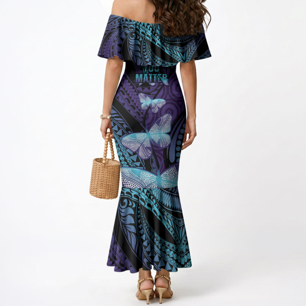 You Matter Suicide Prevention Mermaid Dress Butterfly Aboriginal Mix Polynesian Pattern