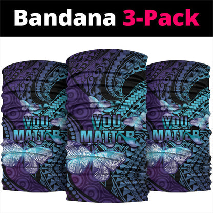 You Matter Suicide Prevention Neck Gaiter Butterfly Aboriginal Mix Polynesian Pattern