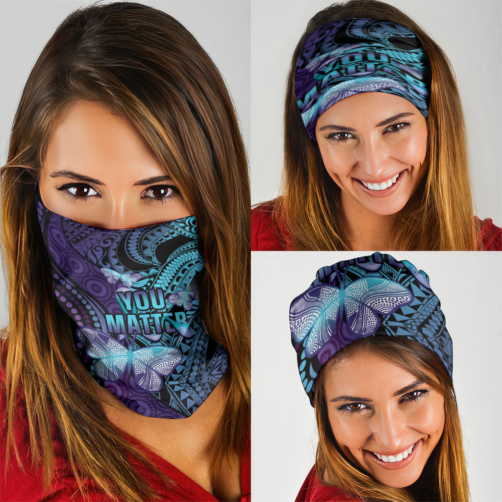 You Matter Suicide Prevention Neck Gaiter Butterfly Aboriginal Mix Polynesian Pattern