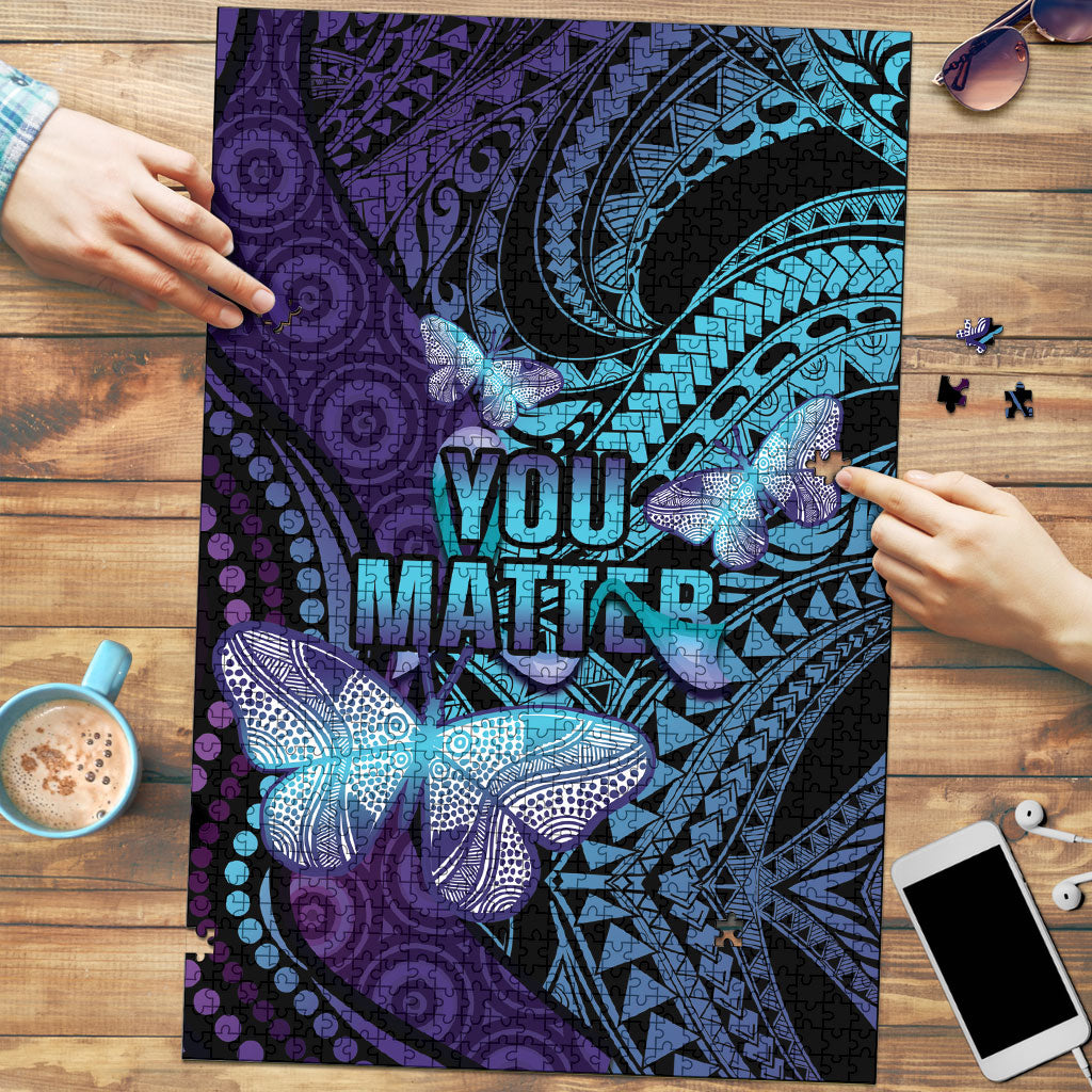 You Matter Suicide Prevention Puzzle Butterfly Aboriginal Mix Polynesian Pattern