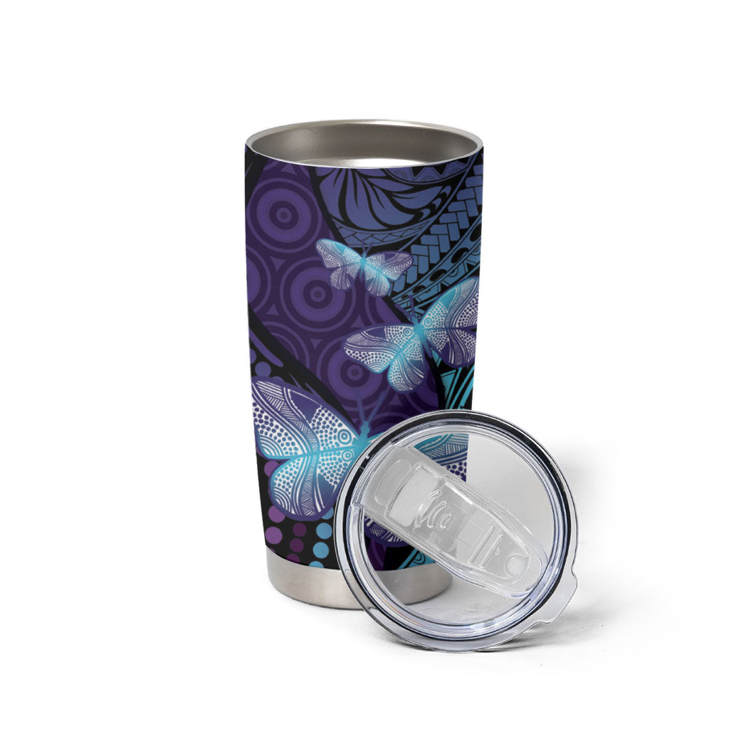 You Matter Suicide Prevention Tumbler Cup Butterfly Aboriginal Mix Polynesian Pattern
