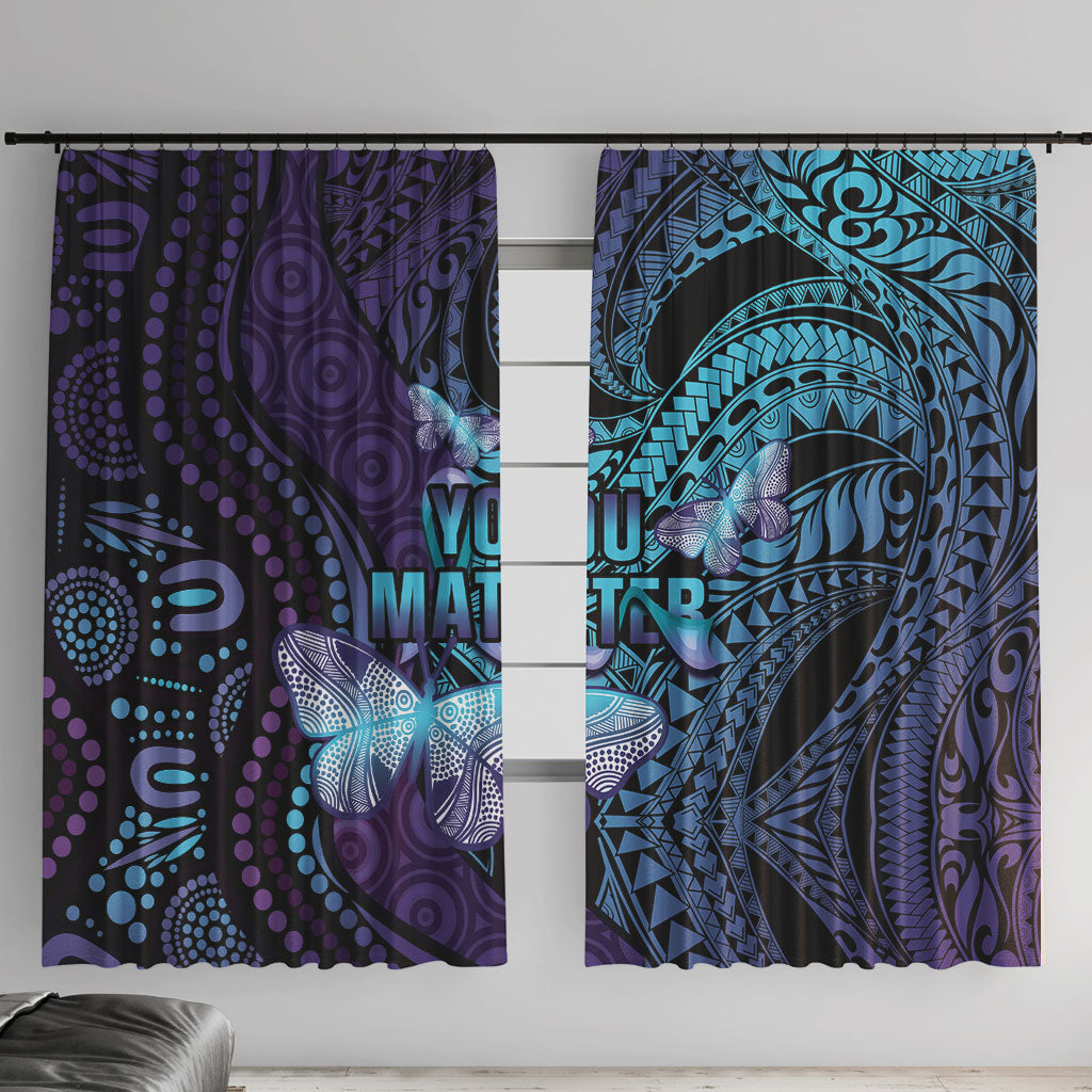You Matter Suicide Prevention Window Curtain Butterfly Aboriginal Mix Polynesian Pattern