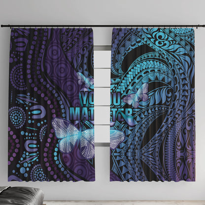 You Matter Suicide Prevention Window Curtain Butterfly Aboriginal Mix Polynesian Pattern