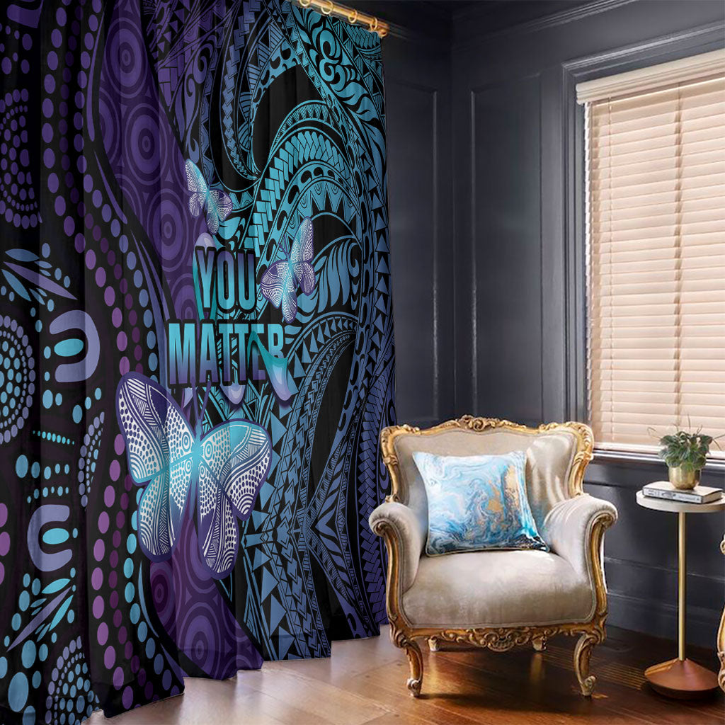 You Matter Suicide Prevention Window Curtain Butterfly Aboriginal Mix Polynesian Pattern