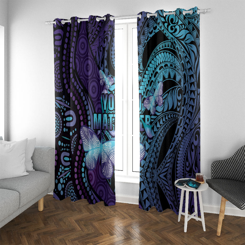 You Matter Suicide Prevention Window Curtain Butterfly Aboriginal Mix Polynesian Pattern
