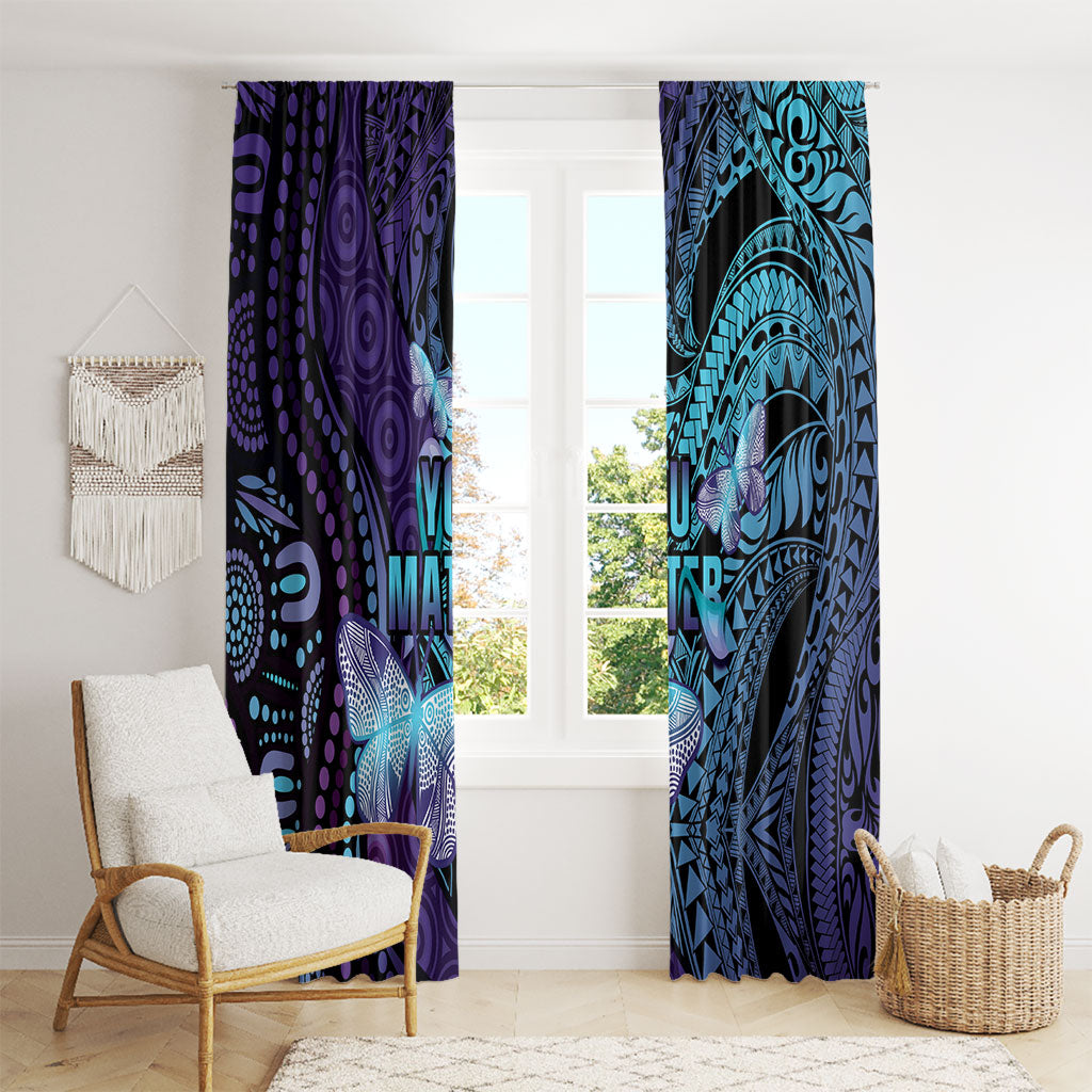 You Matter Suicide Prevention Window Curtain Butterfly Aboriginal Mix Polynesian Pattern