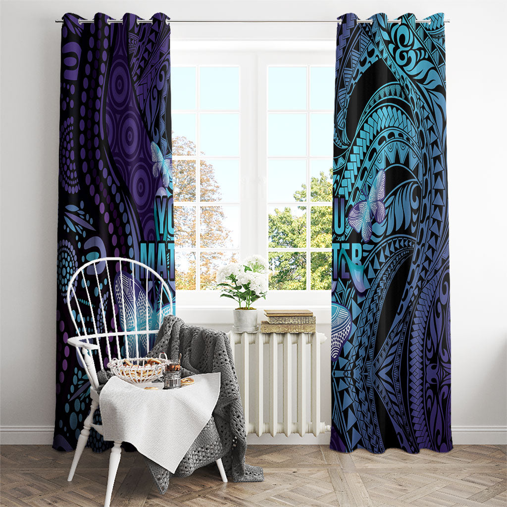 You Matter Suicide Prevention Window Curtain Butterfly Aboriginal Mix Polynesian Pattern