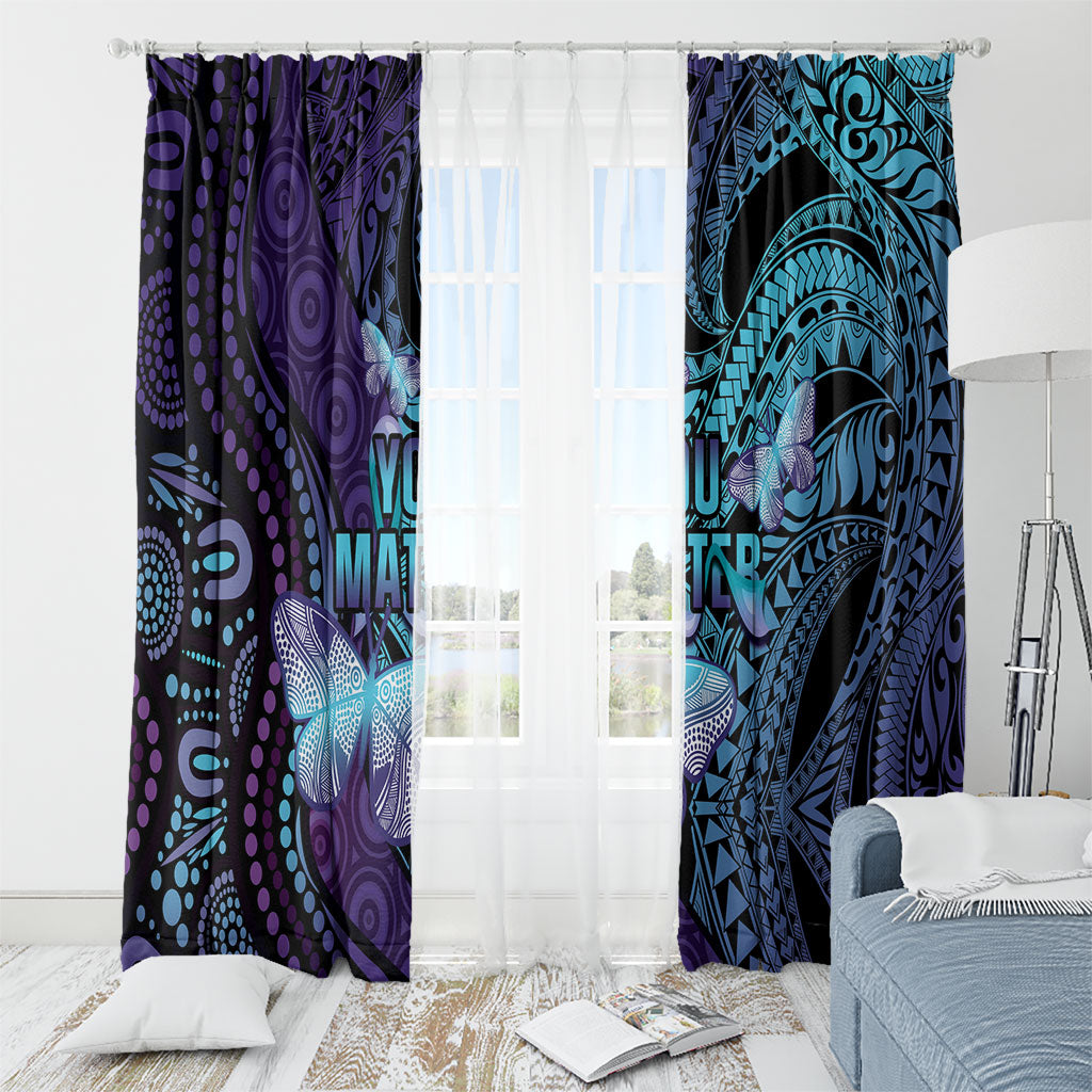 You Matter Suicide Prevention Window Curtain Butterfly Aboriginal Mix Polynesian Pattern