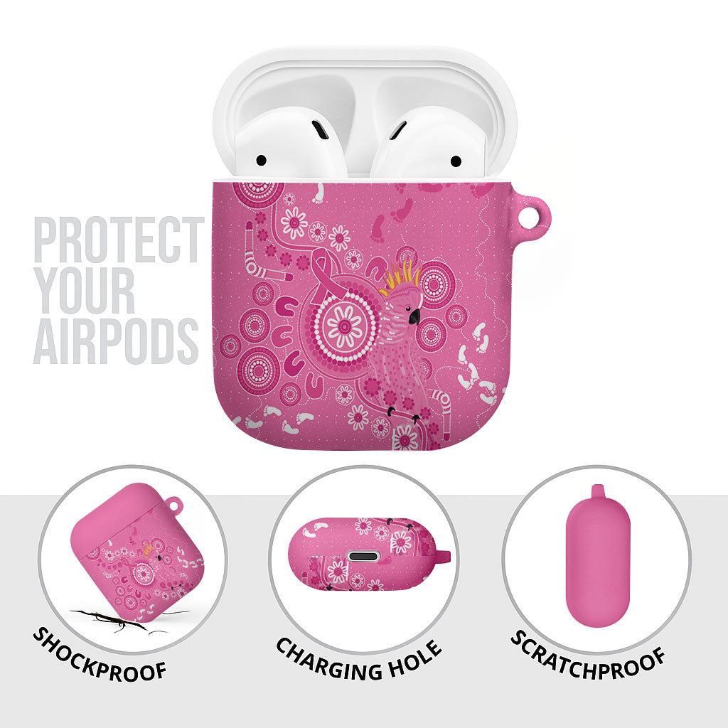Pink Ribbon Australia AirPods Case Breast Cancer Support Aboriginal Cacatua leadbeateri
