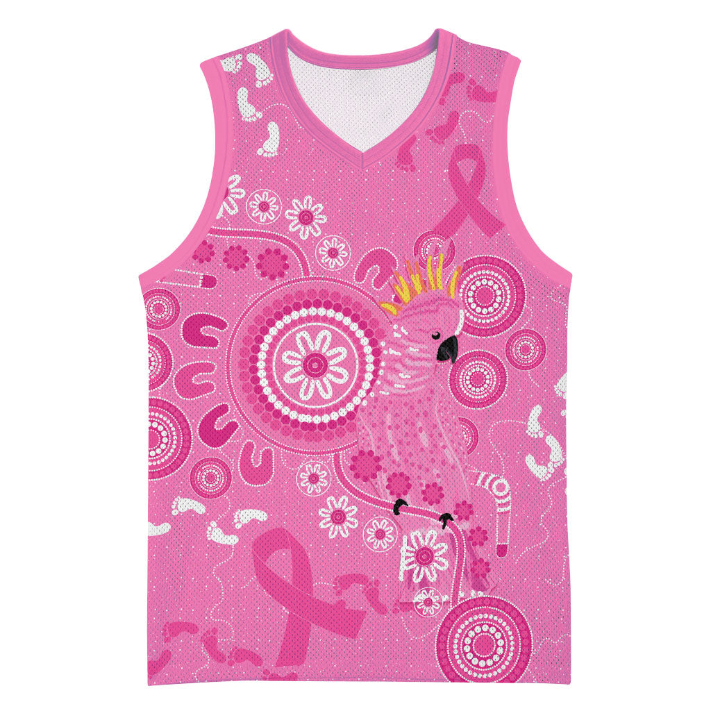 Pink Ribbon Australia Basketball Jersey Breast Cancer Support Aboriginal Cacatua leadbeateri