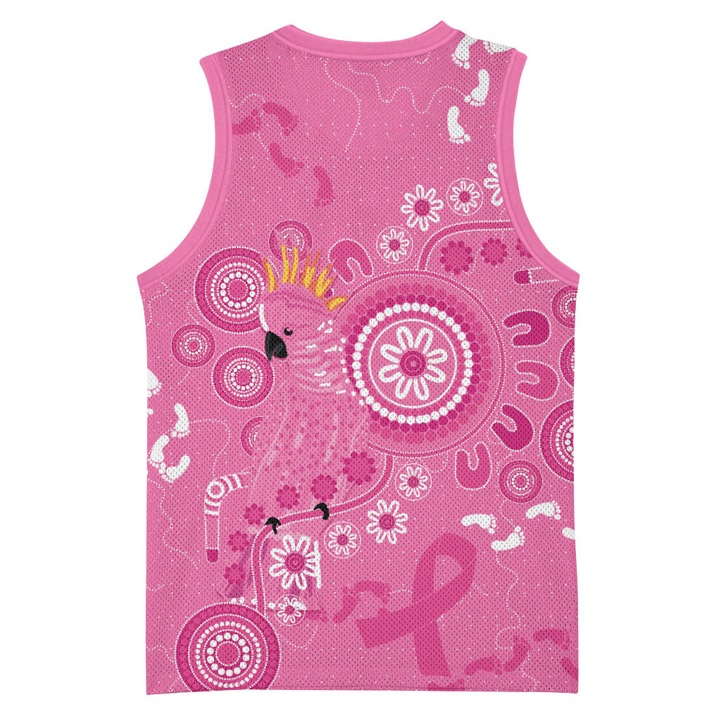 Pink Ribbon Australia Basketball Jersey Breast Cancer Support Aboriginal Cacatua leadbeateri