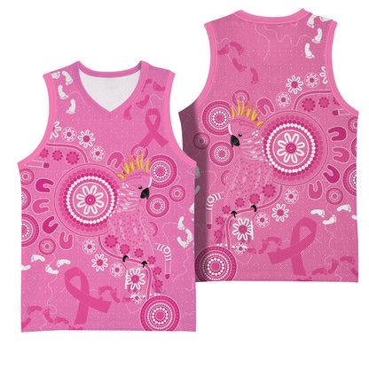 Pink Ribbon Australia Basketball Jersey Breast Cancer Support Aboriginal Cacatua leadbeateri