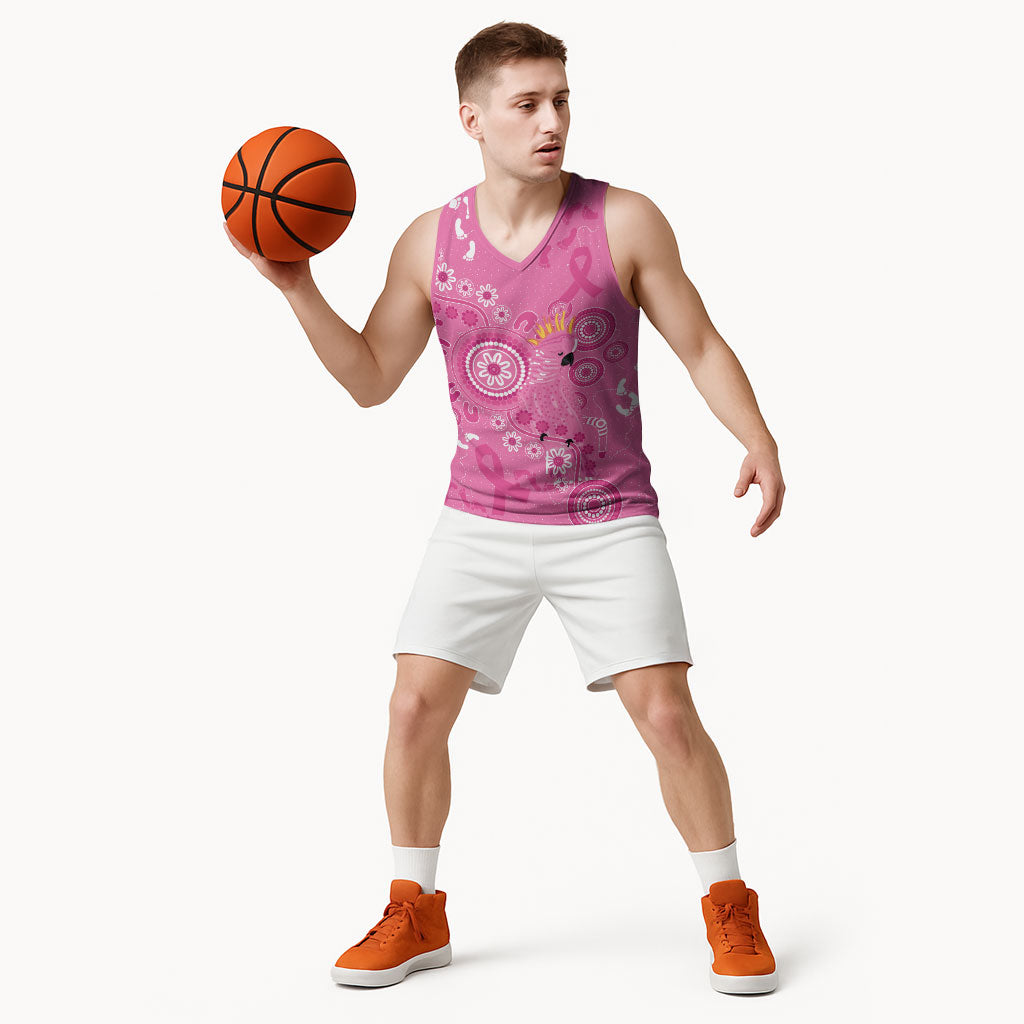 Pink Ribbon Australia Basketball Jersey Breast Cancer Support Aboriginal Cacatua leadbeateri