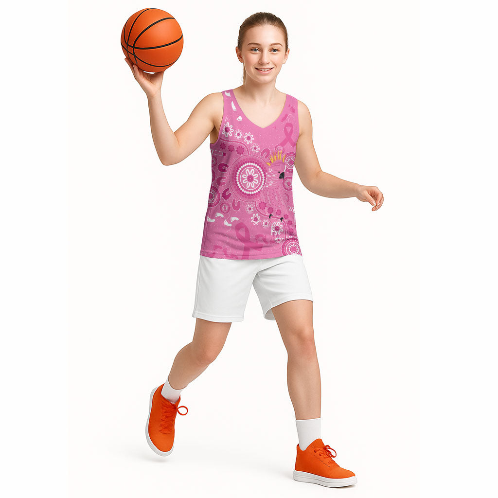 Pink Ribbon Australia Basketball Jersey Breast Cancer Support Aboriginal Cacatua leadbeateri