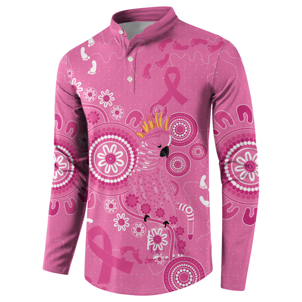 Pink Ribbon Australia Button Sweatshirt Breast Cancer Support Aboriginal Cacatua leadbeateri