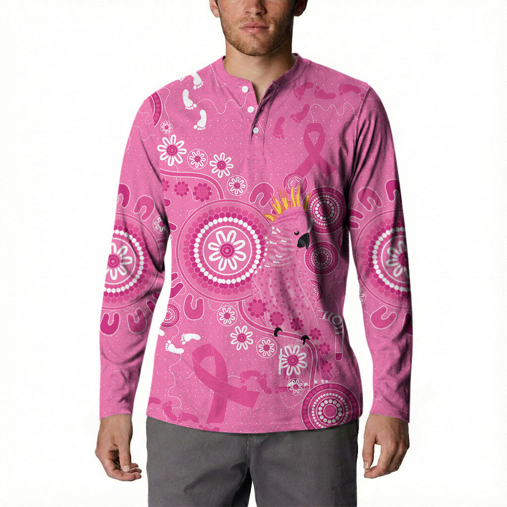 Pink Ribbon Australia Button Sweatshirt Breast Cancer Support Aboriginal Cacatua leadbeateri