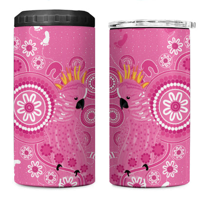 Pink Ribbon Australia 4 in 1 Can Cooler Tumbler Breast Cancer Support Aboriginal Cacatua leadbeateri