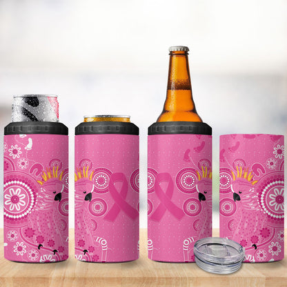 Pink Ribbon Australia 4 in 1 Can Cooler Tumbler Breast Cancer Support Aboriginal Cacatua leadbeateri