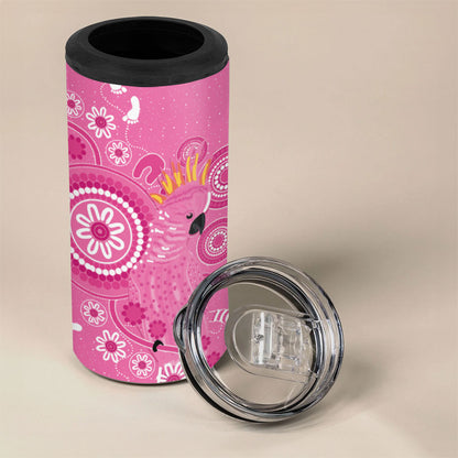 Pink Ribbon Australia 4 in 1 Can Cooler Tumbler Breast Cancer Support Aboriginal Cacatua leadbeateri