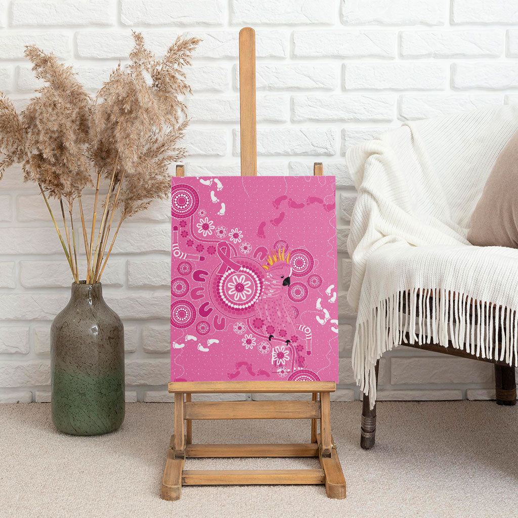Pink Ribbon Australia Canvas Wall Art Breast Cancer Support Aboriginal Cacatua leadbeateri