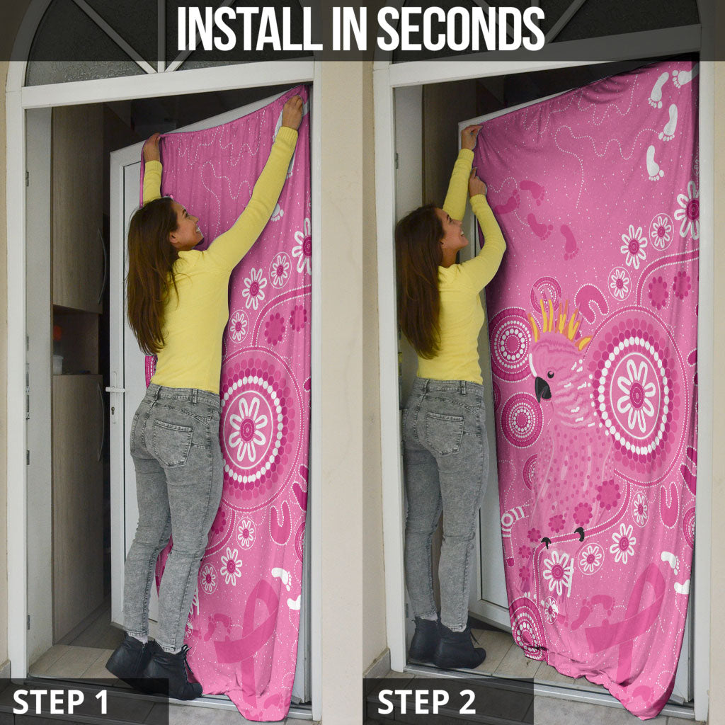 Pink Ribbon Australia Door Cover Breast Cancer Support Aboriginal Cacatua leadbeateri