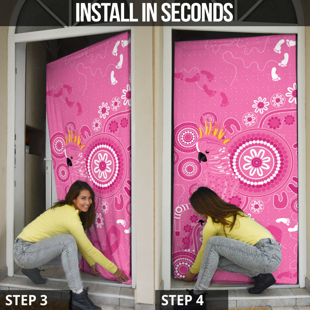 Pink Ribbon Australia Door Cover Breast Cancer Support Aboriginal Cacatua leadbeateri