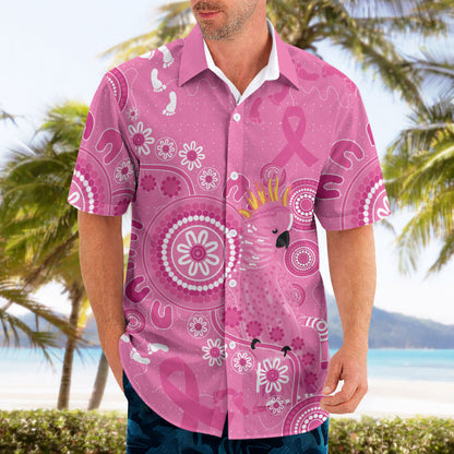 Pink Ribbon Australia Hawaiian Shirt Breast Cancer Support Aboriginal Cacatua leadbeateri