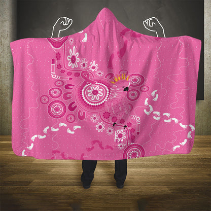 Pink Ribbon Australia Hooded Blanket Breast Cancer Support Aboriginal Cacatua leadbeateri