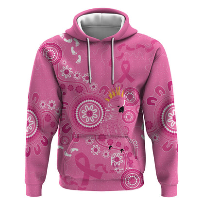 Pink Ribbon Australia Hoodie Breast Cancer Support Aboriginal Cacatua leadbeateri