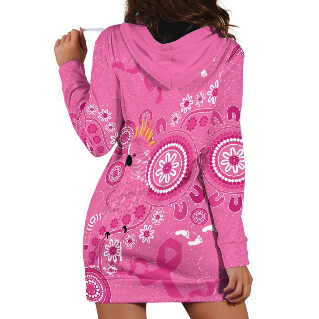 Pink Ribbon Australia Hoodie Dress Breast Cancer Support Aboriginal Cacatua leadbeateri