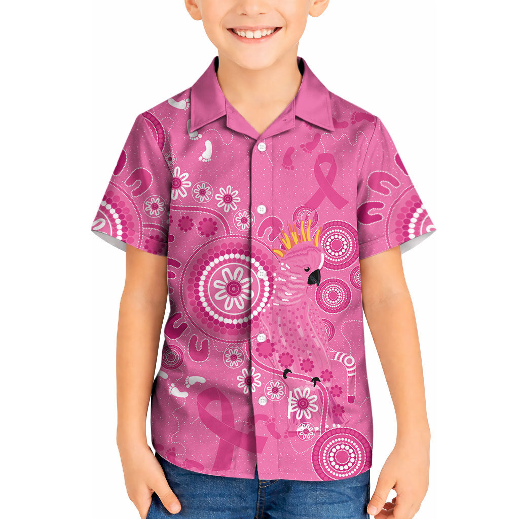 Pink Ribbon Australia Kid Hawaiian Shirt Breast Cancer Support Aboriginal Cacatua leadbeateri