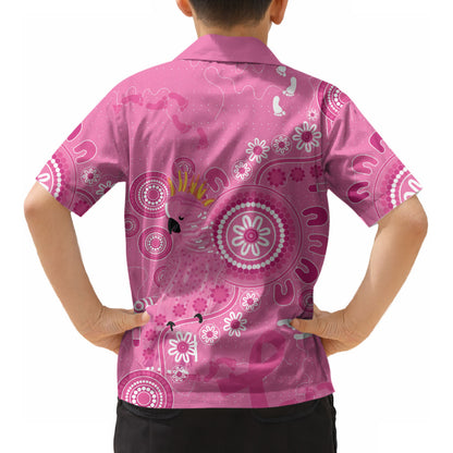 Pink Ribbon Australia Kid Hawaiian Shirt Breast Cancer Support Aboriginal Cacatua leadbeateri