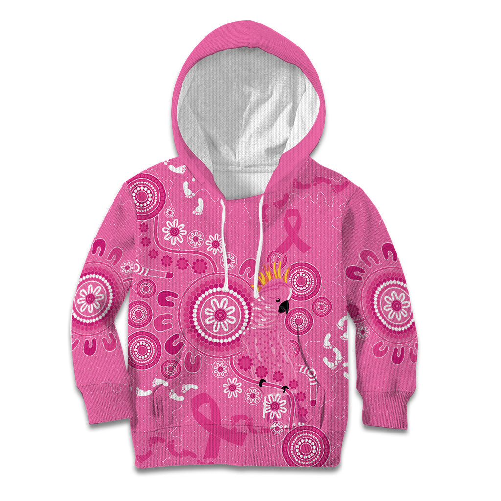 Pink Ribbon Australia Kid Hoodie Breast Cancer Support Aboriginal Cacatua leadbeateri
