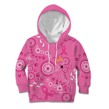 Pink Ribbon Australia Kid Hoodie Breast Cancer Support Aboriginal Cacatua leadbeateri