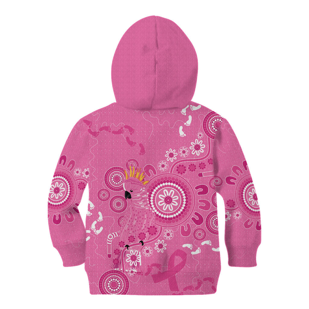 Pink Ribbon Australia Kid Hoodie Breast Cancer Support Aboriginal Cacatua leadbeateri